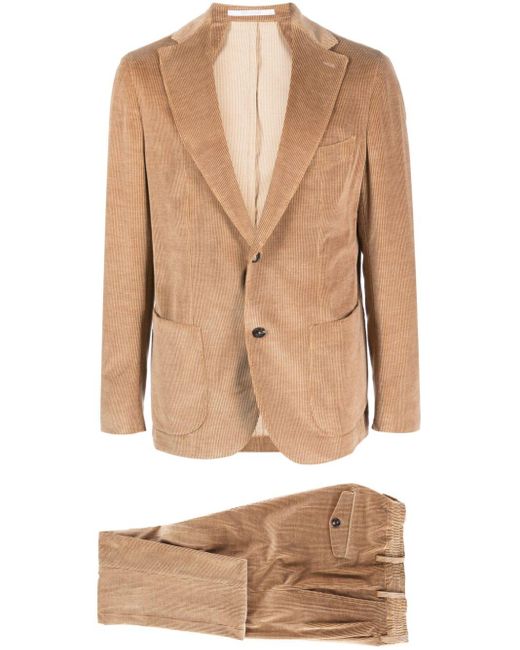 Eleventy Natural Single-breasted Corduroy Suit for men