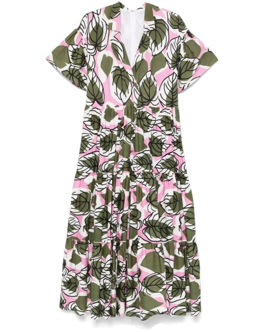Talbot Runhof White Floral-Print Midi Dress