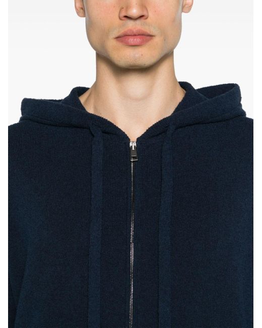 Roberto Collina Blue Terry-cloth Zipped Hoodie for men