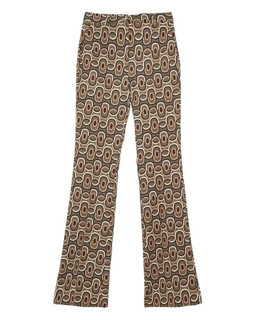 Maliparmi Natural Geometric-Pattern Flared Trousers