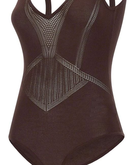 Elisabetta Franchi Brown Openwork Knit Bodysuit