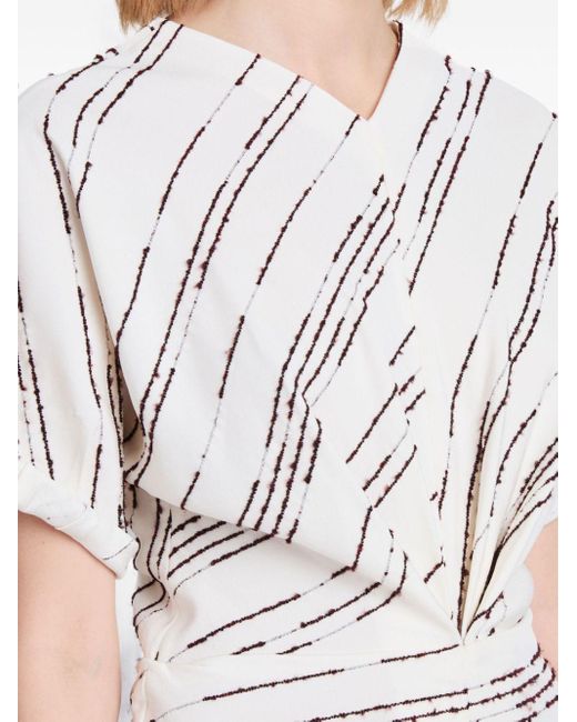 Proenza Schouler White Stripe-pattern Asymmetric Maxi Dress