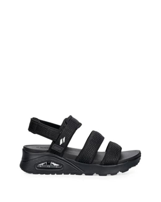 Skechers Black Uno Touch-Strap Platform Sandals