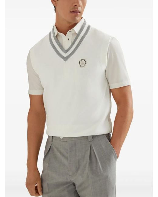 Camiseta de tirantes con cuello redondo Brunello Cucinelli de hombre de color White