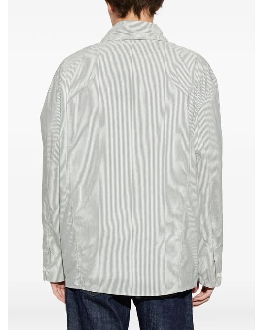 Jacquemus White La Veste Boutis Striped Overshirt for men