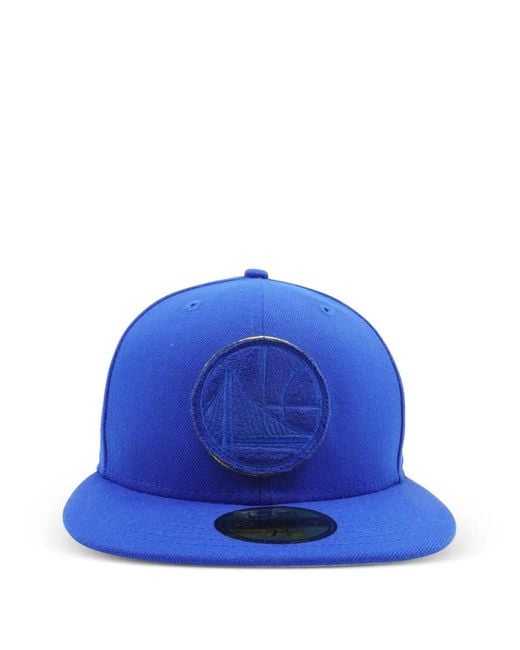 KTZ Blue 59Fifty Golden State Warriors Suede Patcher Fitted Hat for men