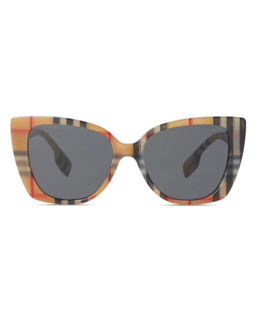 Burberry Gray Check Oversized Cat-eye Sunglasses