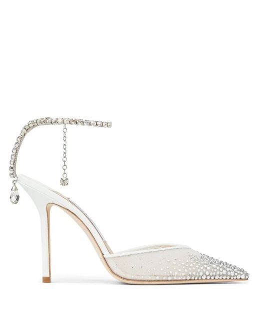 Décolleté Saeda 100 Con Cristalli di Jimmy Choo in White