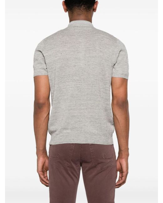 Corneliani Gray Short-sleeve Knitted Polo Shirt for men