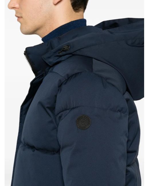 SERGIO MORETTI FIRENZE Blue Logo-Patch Padded Jacket for men