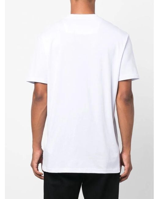 Philipp Plein White Logo-Patch Crew-Neck T-Shirt for men