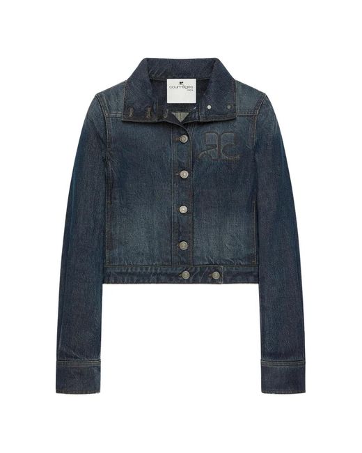 Courreges Blue Reedition Logo-Embroidered Denim Jacket