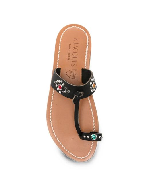 K. Jacques White Embellished Toe-Strap Sandals