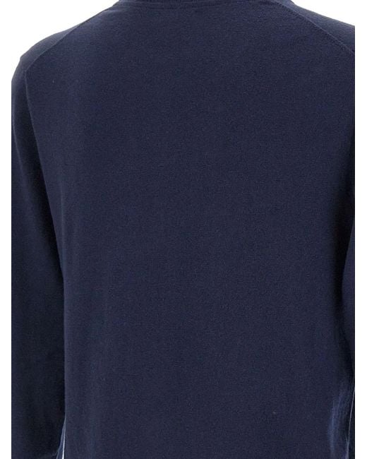 Sun 68 Blue Embroidered-Logo Half-Zip Sweater for men