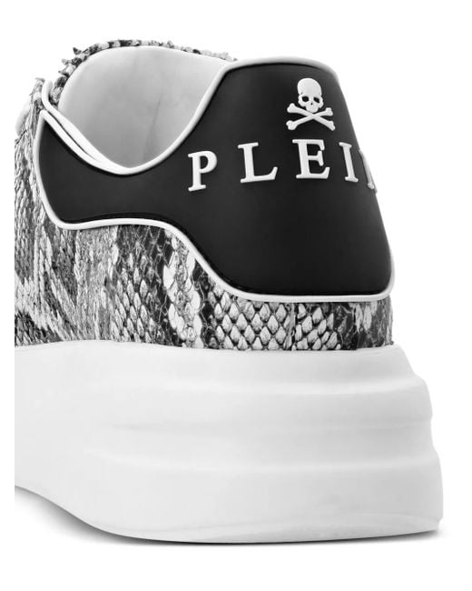 Philipp Plein Roccia Low-Top Sneakers Met Pythonprint in het Gray