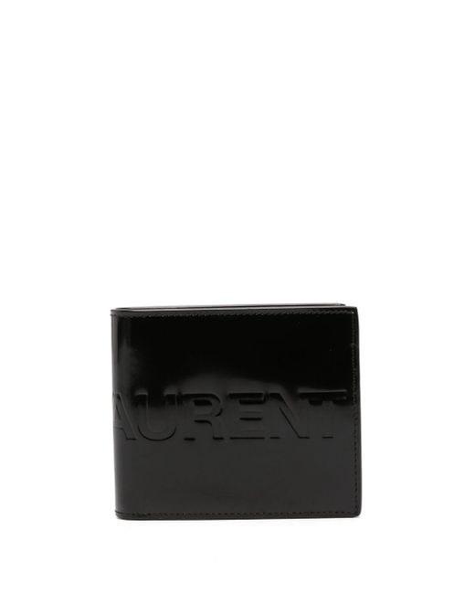 Saint Laurent Black Logo-debossed Leather Wallet for men