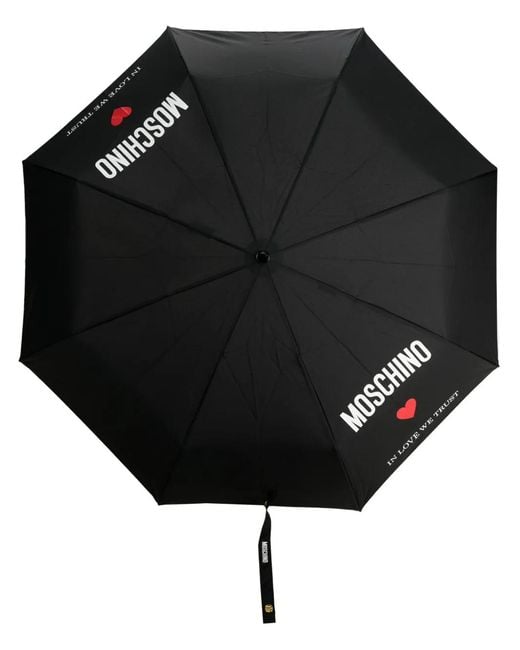 Moschino Black In Love We Trust Compact Umbrella
