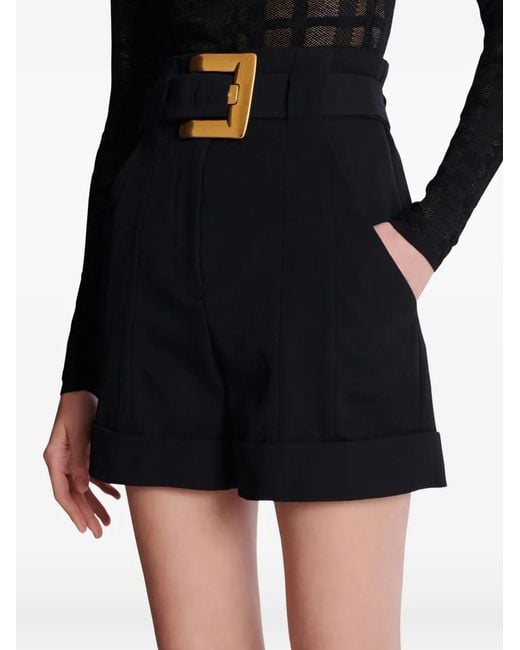 Shorts Con Cinturón Balmain de color Black