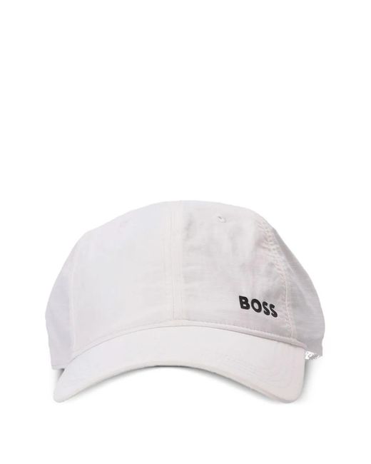 Boss White Logo-Print Cap for men