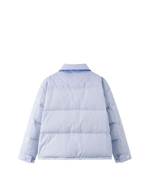 SSSTUFFF Blue Reversible Pinstripe-Pattern Puffer Jacket