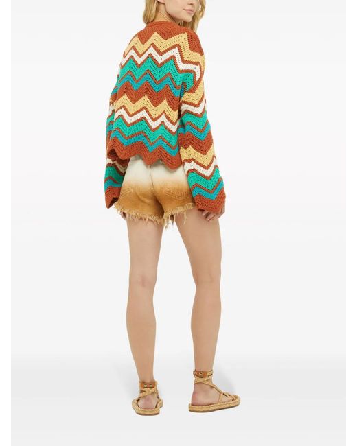 Alanui Blue Kaleidoscopic Chevron Knit Jumper