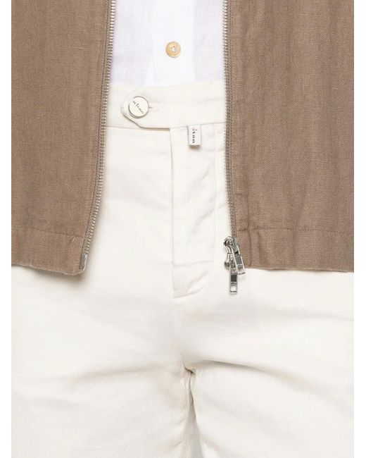 Kiton White Logo-Patch Button-Fastening Trousers for men