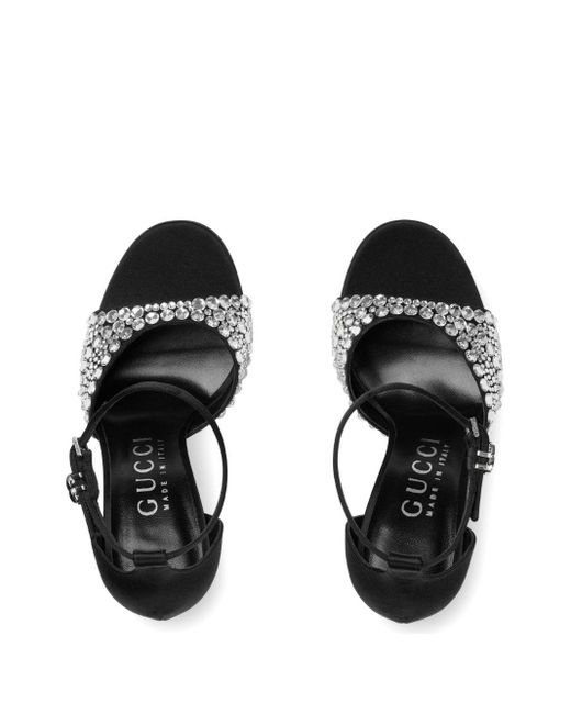 Gucci High Heel Sandals With Crystals in Black | Lyst