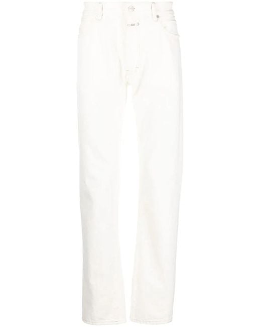 Closed White Mid-Rise Slim-Cut Jeans for men