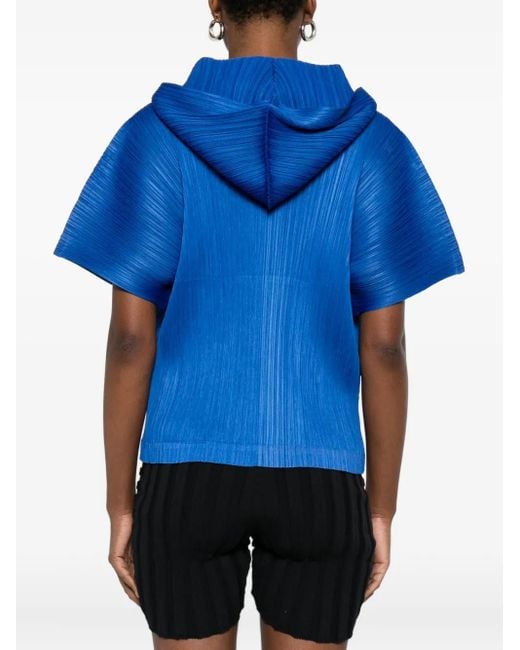 Pleats Please Issey Miyake プリーツ フーデッド Tシャツ Blue