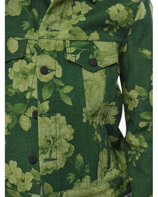 Off-White c/o Virgil Abloh Green Floral-Print Denim Jacket