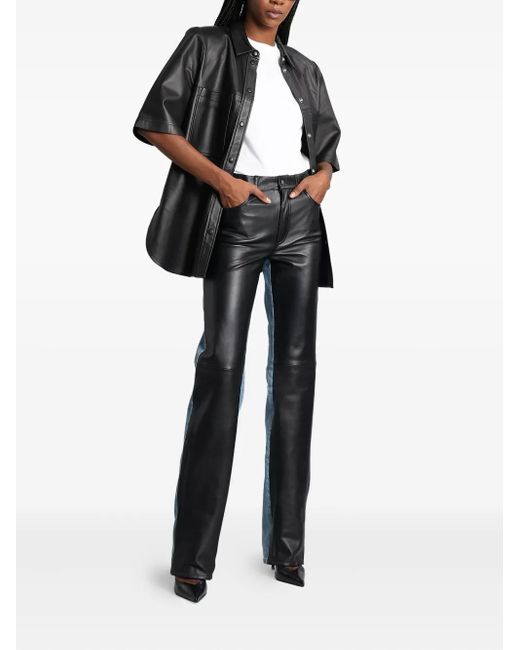 Haikure Black Leather-Panel Jeans