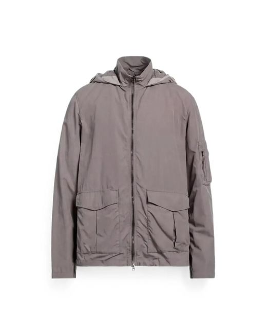 Herno Brown Hooded Multi-Pocket Jacket for men