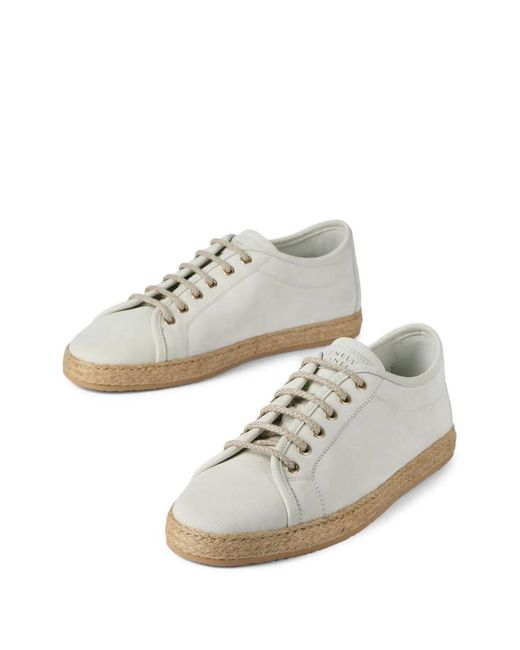 Brunello Cucinelli White Rope-Insert Suede Sneakers for men