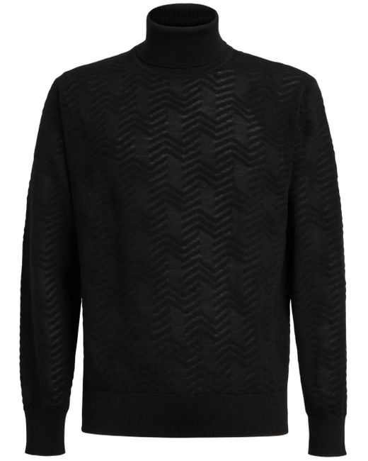 Missoni Black Chevron Roll-Neck Jumper for men