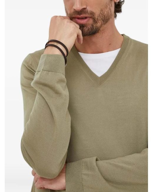 Maglione Con Scollo A V di Boss in Green da Uomo