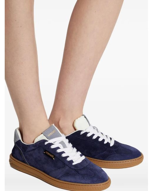 Versace Blue Greca Lace-Up Sneakers