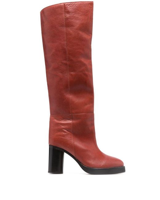 Isabel Marant Leather Knee high 85mm Boots in Red Lyst UK