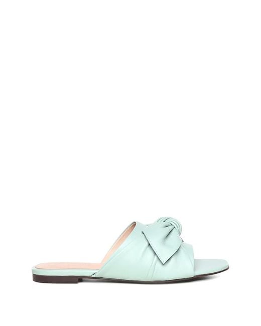 Coccinelle White Bow-Detail Leather Flat Sandals