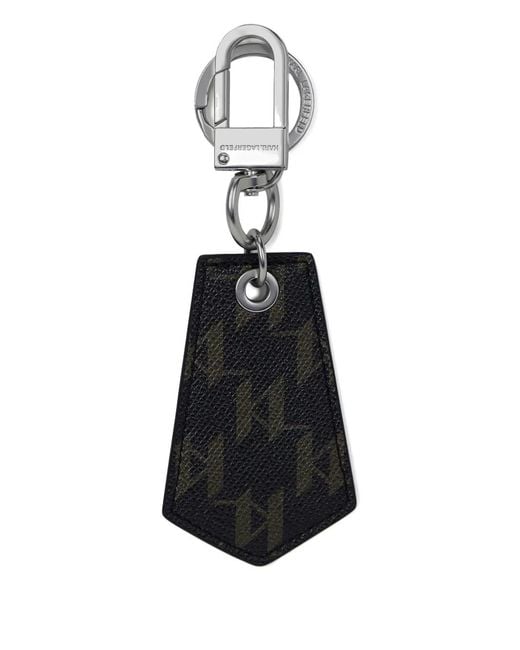 Karl Lagerfeld White Monogram Keyring for men