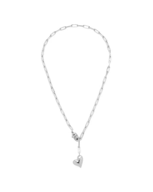 Jenny Bird White Heart-Pendant Chain Necklace