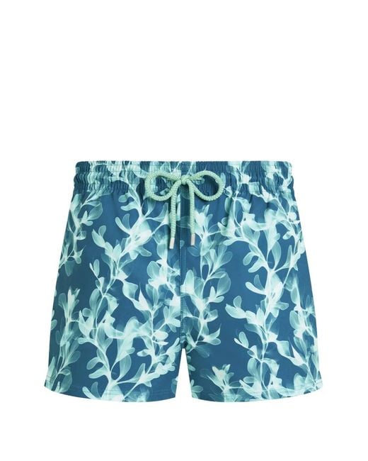 Vilebrequin Blue X-Ray Seaweed-Print Swim Shorts for men