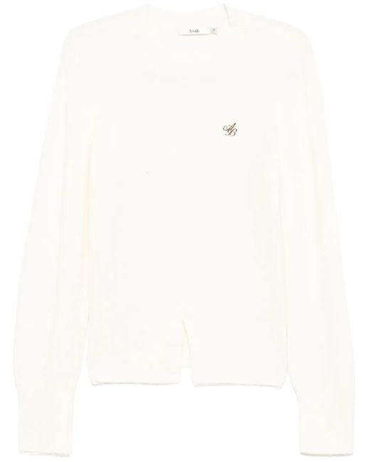 B+ AB White Buttoned-Hem Jumper