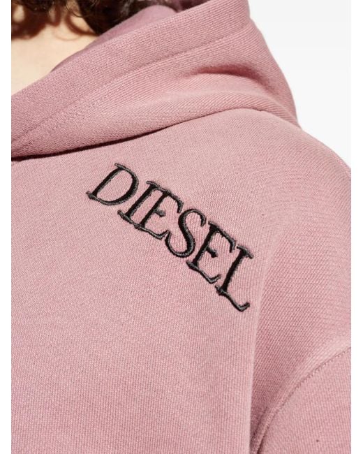 DIESEL Pink Embroidered-Logo Hooded Sweatshirt for men