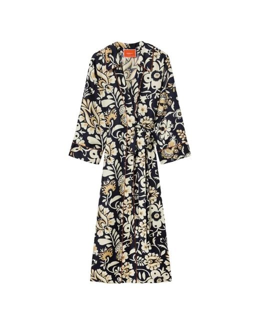 LaDoubleJ White Floral-Print Wrap-Style Midi Dress