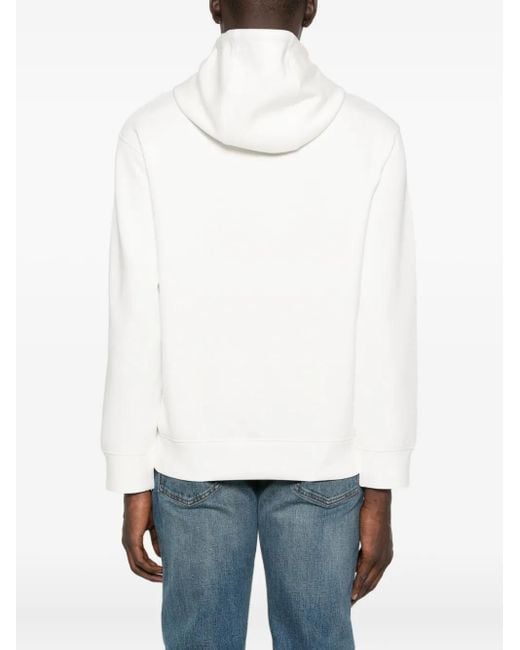 Emporio Armani White Logo-Patch Hooded Sweater for men