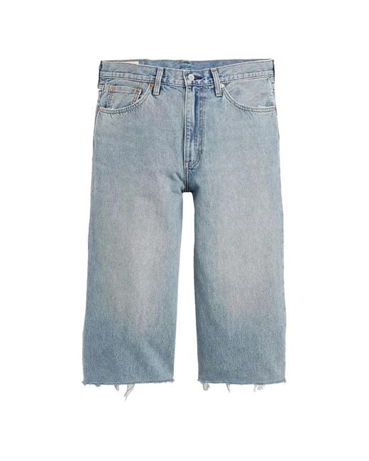 Levi's Blue 478 Baggy Capri Frayed Shorts for men