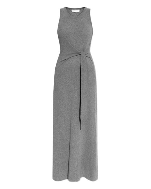 Lisa Yang The Angeline Jurk Met Gestrikte Voorkant in het Gray
