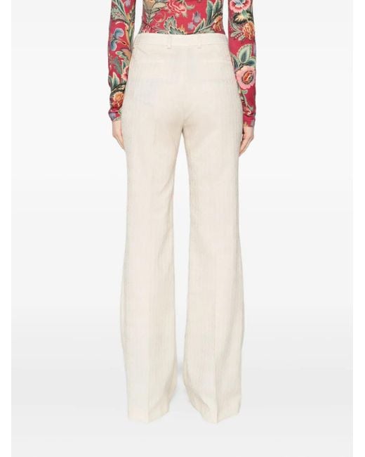 Etro Natural Flared Wool Trousers