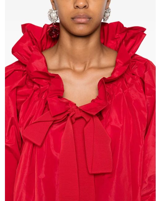 Patou ラッフルネック ブラウス Red