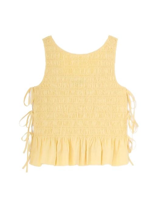 Ganni Yellow Organic Cotton Top